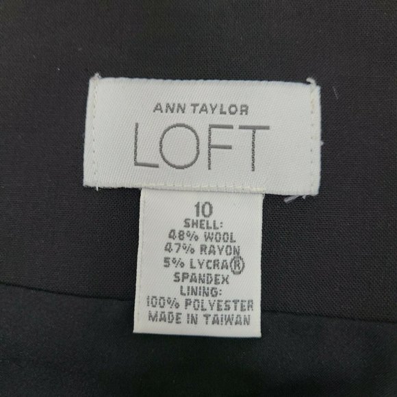 Ann Taylor Loft Skirt Womens Size 10 Solid All Black Wool Blend Side Zip Pencil - Picture 2 of 5